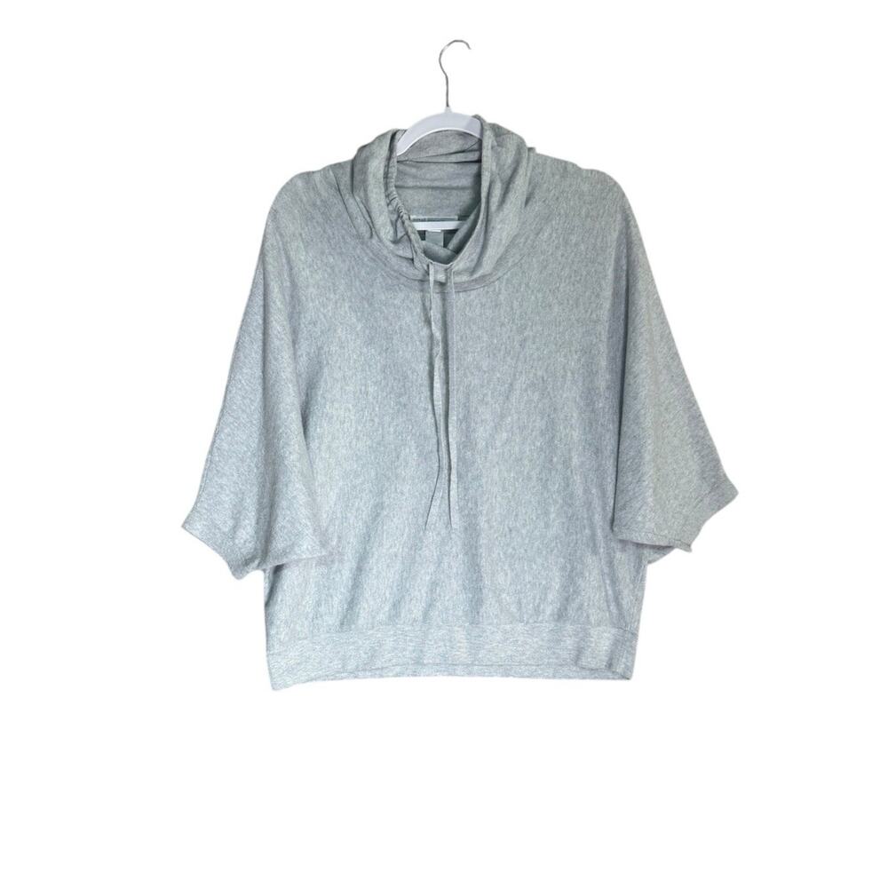 Pure J.Jill Gray Cowl Neck Short Sleeve Sweater Organic Cotton Cashmere M Petite